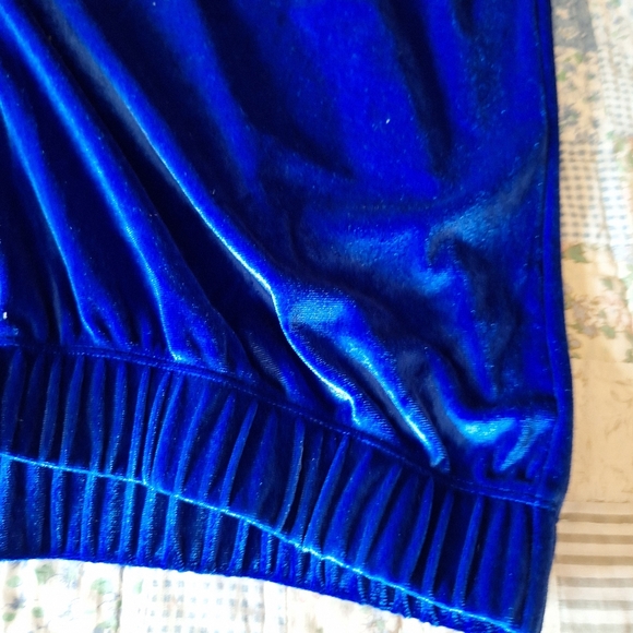 Zenana NWT velvet wide leg elastic waist pants size large blue color - Picture 5 of 10